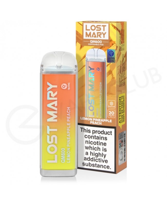 Lemon Pineapple Peach Lost Mary QM600 Disposable Vape