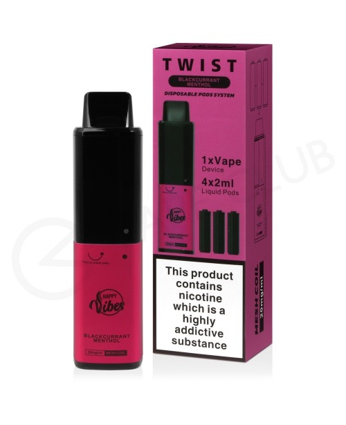 Blackcurrant Menthol Happy Vibes Twist 2400 Dispos... Blackcurrant Menthol Happy Vibes Twist 2400 Dispos...