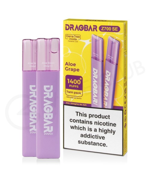Aloe Grape Drag Bar Z700 SE Disposable Vape (2 Pac...