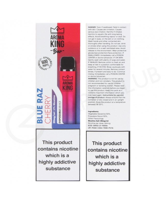 Blue Raz Cherry Aroma King Disposable Vape Blue Raz Cherry Aroma King Disposable Vape