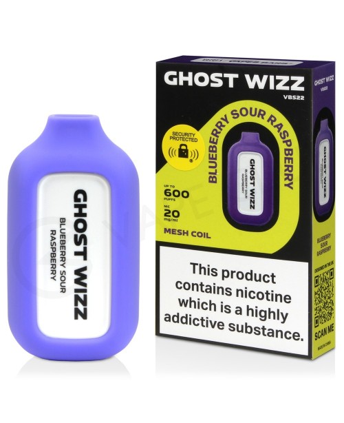 Blueberry Sour Raspberry Vapes Bars Ghost Wizz Dis...