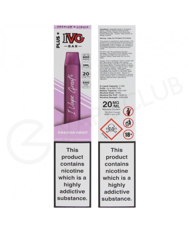 Passionfruit IVG Bar Plus Disposable Vape Passionfruit IVG Bar Plus Disposable Vape