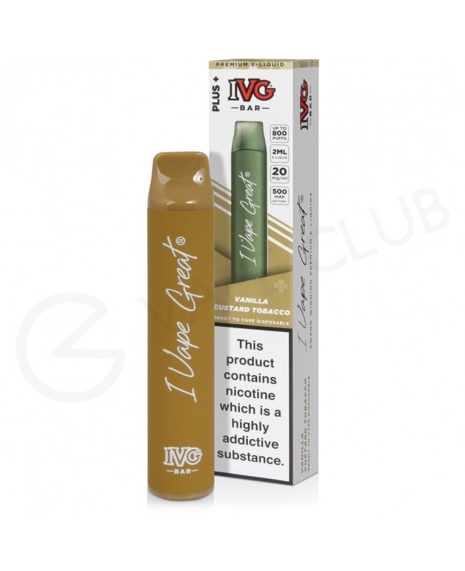 Vanilla Custard Tobacco IVG Bar Plus Disposable Vape