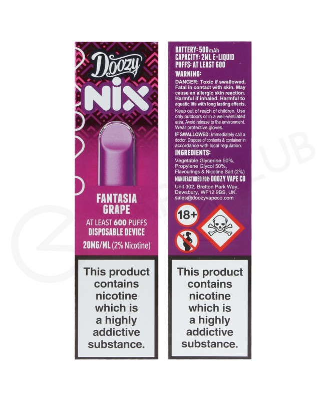 Fantasia Grape Doozy Nix Disposable Vape