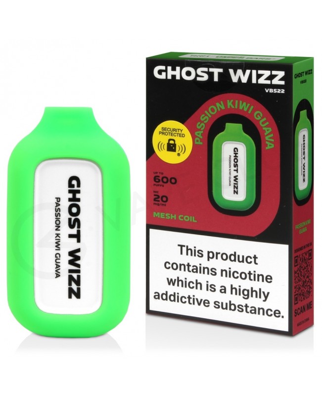 Passion Kiwi Guava Vapes Bars Ghost Wizz Disposable Vape