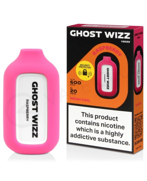 Raspberry Vapes Bars Ghost Wizz Disposable Vape